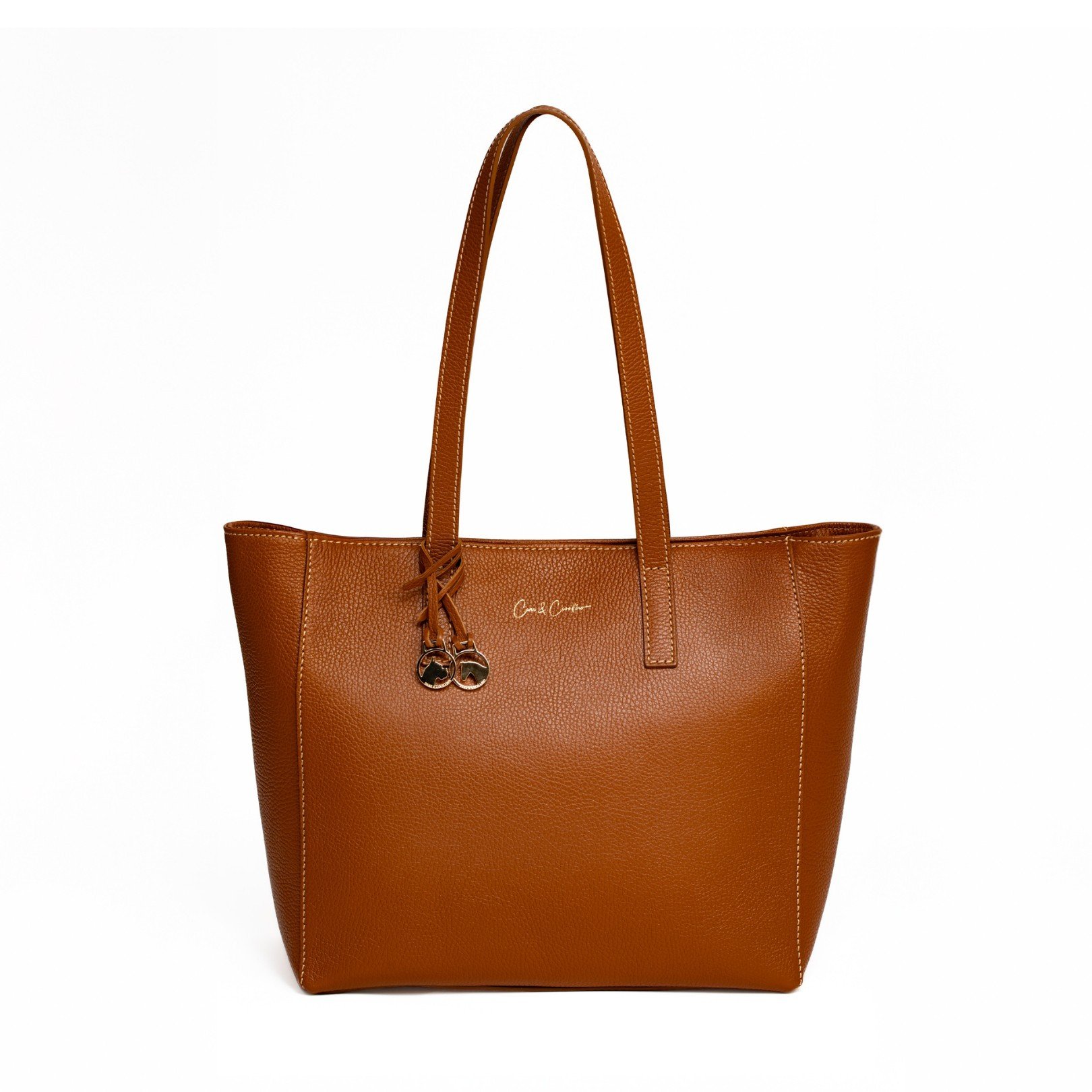 Salernitano handgemaakte luxe leren draagtas in kastanjebruin leer Cane & Cavallino