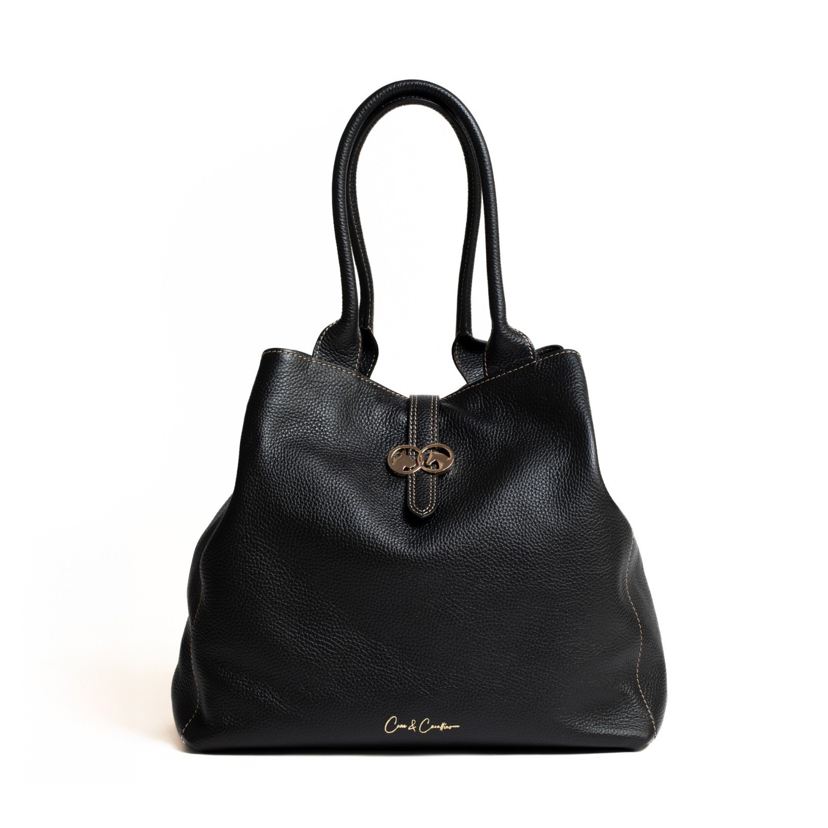 Brumby handgemaakte luxe leren crossbody tas in zwart leer Cane & Cavallino