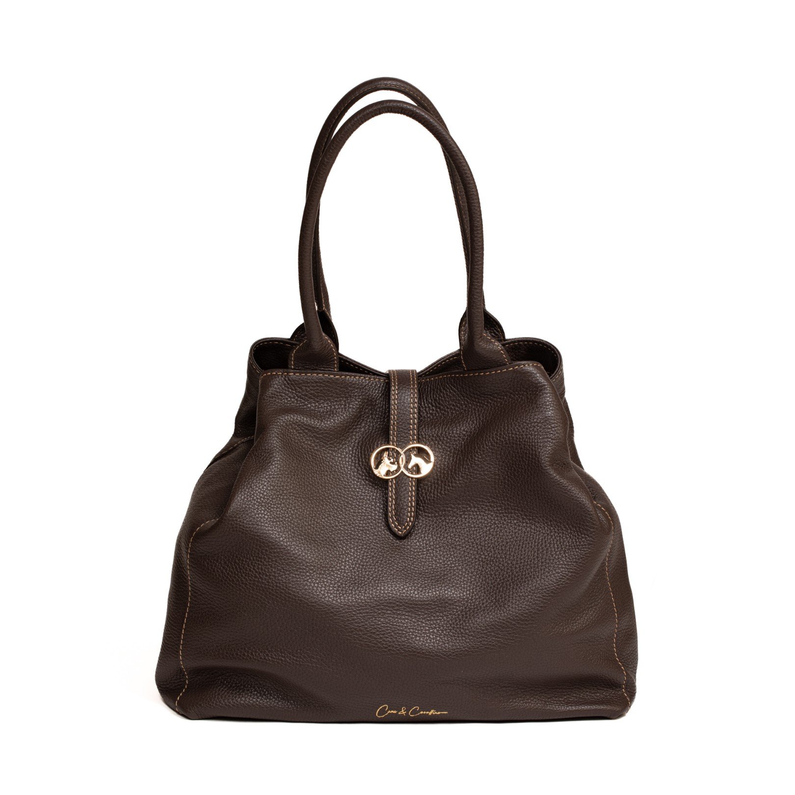 Brumby handgemaakte luxe leren crossbody tas in donkerbruin leer Cane & Cavallino